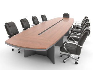 Meeting room table isolated on white - 13445592