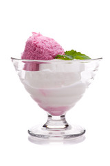 Eisbecher mit Himbeer und Zitroneneis