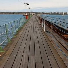 Perspective view of wooden pier in Hythe, Dorset