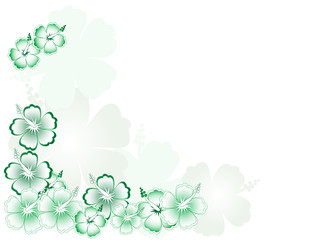 Abstract green background with hibiscus