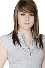 Shot of a Cute Brunette Teenager against White Background