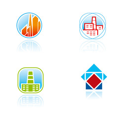 Set of graphic symbols  on architecture theme