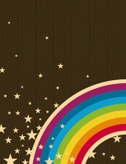 wooden background with  rainbow