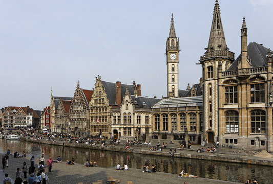 Quai des herbes (graslei) - Centre Historique de Gand, Belgique