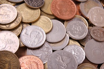 Coins of different countries, as financial background
