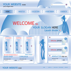 shopping  web site design template, vector