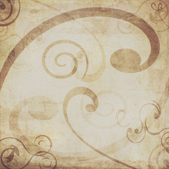Abstract grunge distressed shabby tan brown swirl background