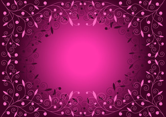 Decorative pink background with floral frame