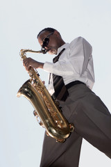 Fototapeta na wymiar African American Jazz Music Player
