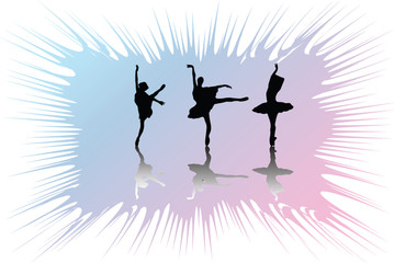 ballerinas with background - vector
