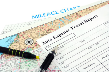Auto expense document with map