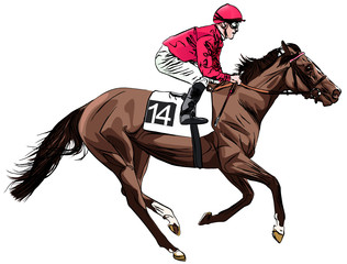 cheval de course et jockey