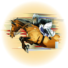 cheval et jockey de saut d& 39 obstacles