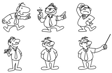 Fictional characters in comic strip style