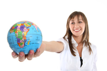 Fototapeta premium Business Woman with Globe