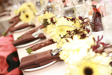 Wedding Table Place Settings and Bouquets