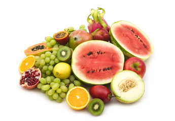 slice fruits on white background