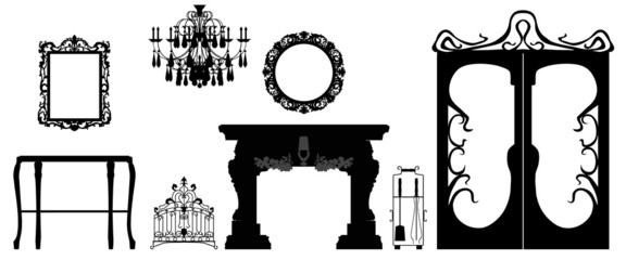Collection of editable vector furniture and decoration silhouett © sommersby