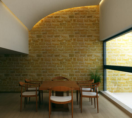 Interior.Brick wall.