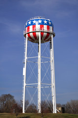 Patriotic Red White & Blue American Water Tower Stars & Stripes