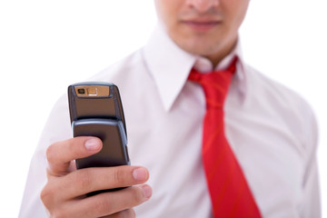 businessman sending message