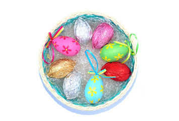 Basket with ornamental Easter Eggs