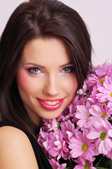 Fototapeta premium young woman face with flowers