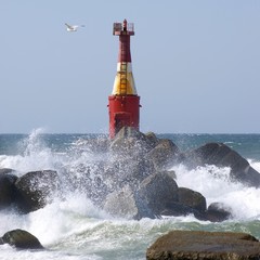 Obraz premium Seascape ,lighthouse on island Sakhalin