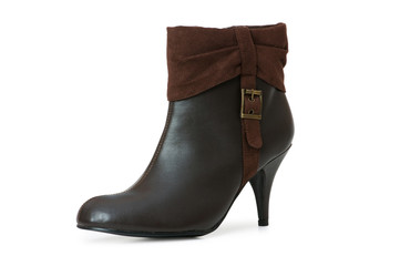 Brown boots isolated on the white background