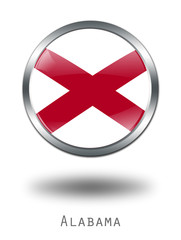 Obraz premium 3D Alabama Flag button illustration on a white background
