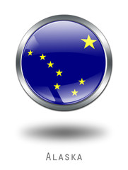 3D Alaska  Flag button illustration on a white background