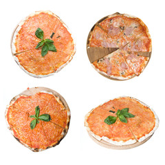 set from 4 full size photos of classic italian pizza