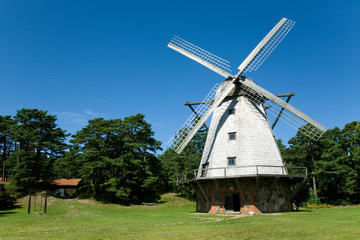 Fototapeta na wymiar beautiful windmill at Ventspils, Latvia