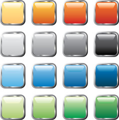 silver square buttons