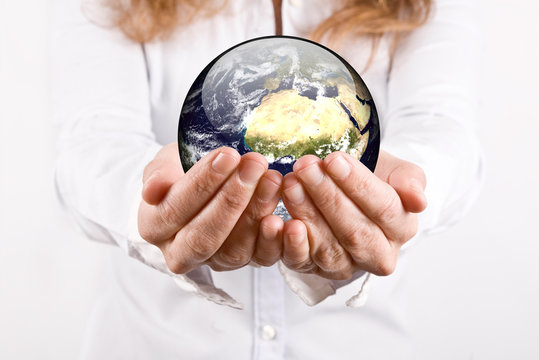earth in woman's hands
