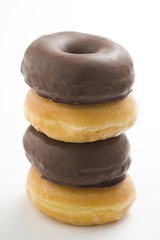 breakfast glass of chocolate milk and donut