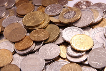 Coins of different countries, as financial background