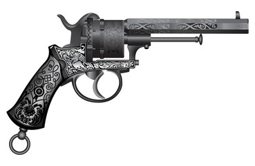 old gun with ornament