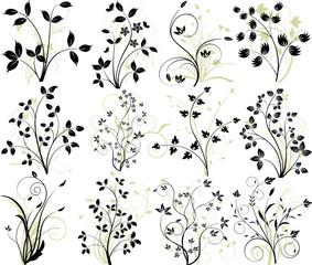 Floral background vector set