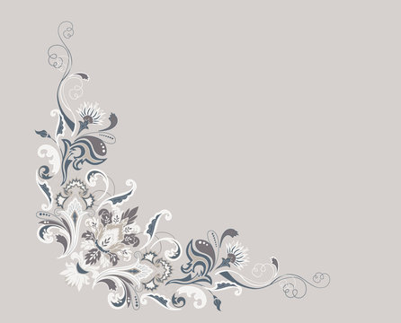 Set of abstract design floral elements