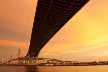 Industry Circle Bridge, Bangkok, Thailand at twilight