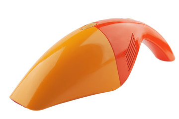 small hand battery operated vacuum cleaner on white