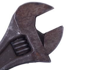 adjustable spanner close-up on white