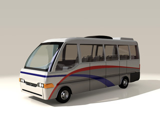 Obraz na płótnie Canvas 3D model of public transportation shuttle bus