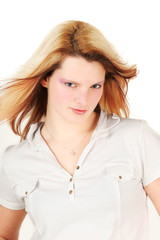 Naklejka premium Cute blonde girl close-up