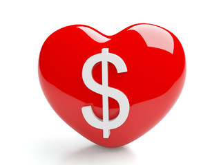 Red Heart With Syblos Of Dollar