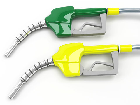 Two isolated Gas Pump Nozzle