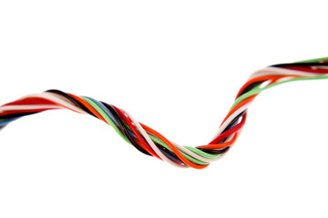 Colorful cabling on white background