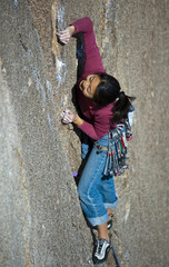 Female rock climber.