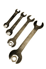 Spanners and nuts on white